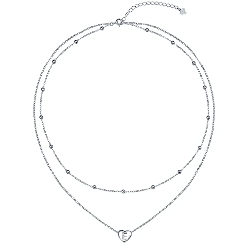 REIOT Collana Iniziale Donna, Catena a Doppio Strato in Argento Sterling 925, Regalo di Compleanno per Donne Ragazze Mamma Moglie, Regolabile 45+5 cm