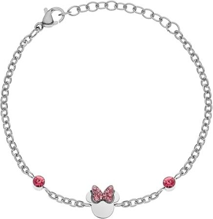 Disney Bracciale Minnie Mouse, Acciaio Inossidabile e Zirconi per Bambini e Bambine, Gioielli