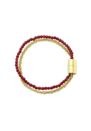 Breil , Collezione MAGNETICA SYSTEM, Girocollo Medium MARS, Collana da Donna in Acciaio Lucido Gold e Agata Bordeaux, Pratica Chiusura con Magnete, Lunghezza 80 cm