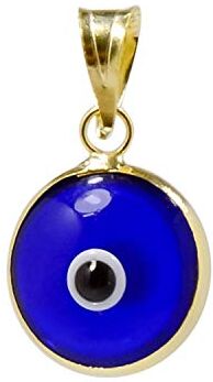 MIZZE Made for Luck Ciondolo di fascino di vetro rotondo dell'argento sterlina dell'argento sterlina 10MM 925 placcato in oro 9 colori disponibili (Blu Trasparente)