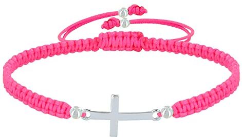 LES POULETTES BIJOUX Bracciale Argento Croce Collegamento Intrecciato Classics Rosa Chiaro