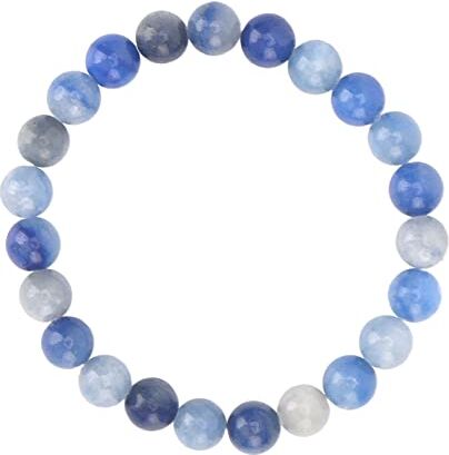 Brrnoo Bracciale con Perline da 8 Mm Unisex Antistress in Pietra di Giada Elasticizzato 23 Pezzi Gioielli Curativi per Meditazione Yoga(Blu)