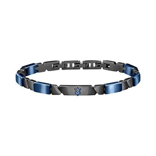 Maserati Bracciale Uomo, Collezione JEWELS, in Acciaio, ceramica, blu e PVD Gun