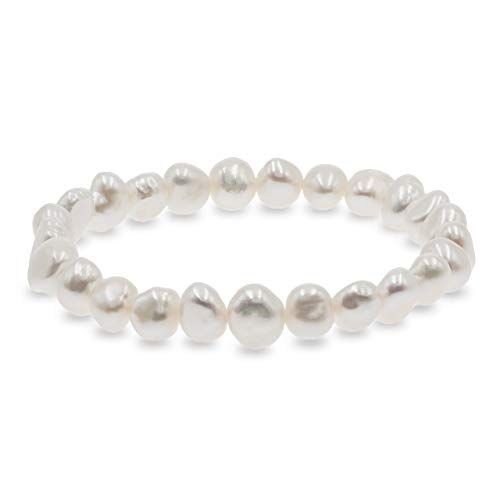 Secret & You Bracciale perle coltivate d'acqua dolce barocche bianche o colorate Le perle sono 8-9 mm 18cm di fascia elastica Disponibile in diversi colori