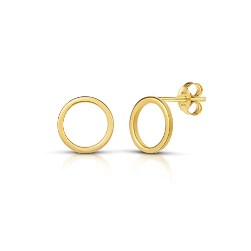 Amberta Orecchini Minimal da Donna in Argento Sterling 925: Cerchio Aperto Placcato Oro