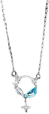 MAYJAI S925 Argento Blu Cristallo Stella Luna Collana Star River Collar Chain