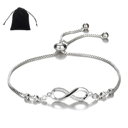 EOUIAV Bracciale Infinito da Donna, Bracciale Regolabile, Bracciale Scintillante in Zirconi, Miglior Regalo per Ragazze e Donne