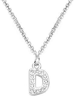 bifriend S925 Argento 26 Lettera Inglese Lettera Collana Di Cristallo Per Le Donne Ragazza Miglior Regalo (D)