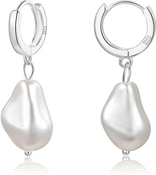 MOROTOLE Orecchini di perle barocche Orecchini di perle in argento sterling 925 da donna Perle barocche raccolte a mano Orecchini pendenti placcati oro 14k Perla bianca irregolare Orecchini pendenti