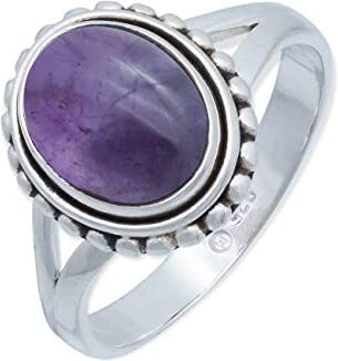 mantraroma Anello argento 925 con pietre preziose ametista pietra viola argento sterling da donna in vero argento ()