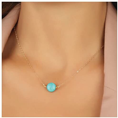 Cimenexe Collana Girocollo Bohemien Turchese Blu Collana Pendente Turchese Collana Di Perle Blu Pietra Naturale Collana A Catena Gioielli Per Donne E Ragazze