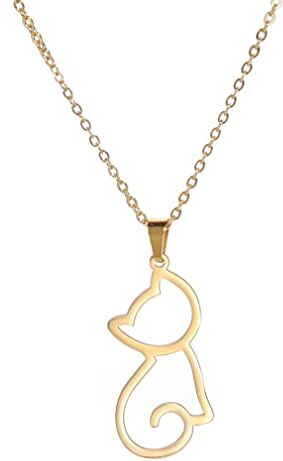 Generic Collana Di Gatto Per Le Donne Acciaio Inossidabile Stile Geometrico Carino Scava Fuori Gatto Collane Con Ciondolo Gioielli Regali Amanti Dei Gatti