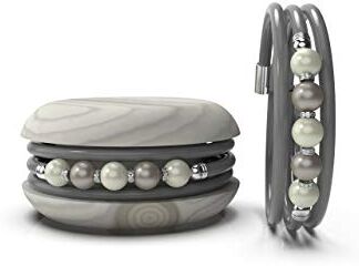 Too Late Macaron TOOLATE Bracciale Donna, Bracciale Charm Macaron in Caucciù con Perle Colorate e Strass, Made in Italy