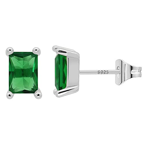 LIHELEI Orecchini Cerchio Piccoli con Pendenti Zirconia Cubic per Donna, Stud Earring Orecchini Argento Sterling S925 per Donna Gioielli Accessori 1 paia Smeraldo