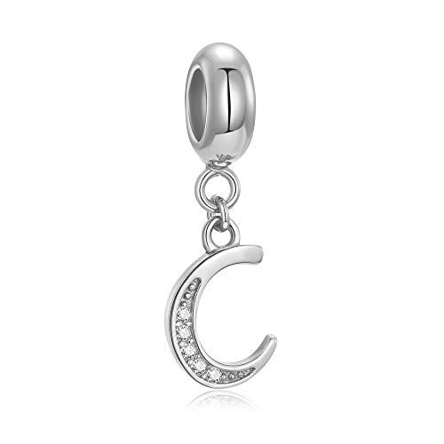 Fantasticharm fits Pandora Bracelet Charm con pendente a forma di lettera dell’alfabeto “A”, in argento Sterling 925 autentico con cristalli. Compatibile con la maggior parte dei braccialetti e delle collane di marche europee Letter C