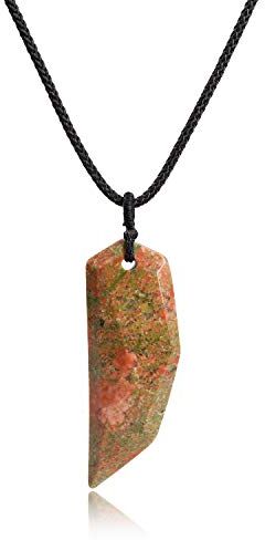 COAI Collana Unisex Regolabile con Pendente Dente di Lupo in Unakite Rosso