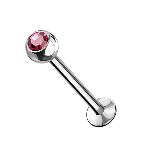 WARRIOR Piercing al Labbro Trago Helix Labret STERILE 12 mm in Acciaio Chirurgico 316L 16G(1,2mm) con Cristallo Rosso 3 mm Ear Stud Earring