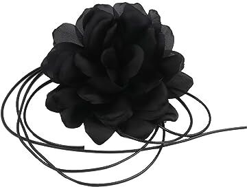 Hifot Collana Girocollo Fiori Donna, Regolabile Collana Fiore Rosa in Velluto, Elegante Nero Collana Gotica, Regalo Donna Compleanno Festa Sposa