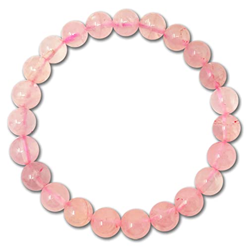 cotigo Bracciale in pietra naturale – Bracciale in filo elastico con perle di pietra naturale – varie pietre semi-preziose per donna, uomo yoga regalo (Quarzo rosa 8 mm)