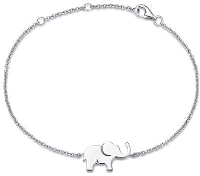 FANCIME Elefante Bracciale in Argento Sterling 925 Placcato in Oro Rosa Gioielli per Donna Ragazze Bambini Regolabile Catena Lunghezza: 15 + 3 cm