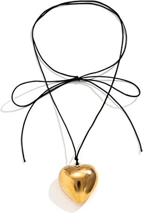 Prosy Punk Nero Drawable Cera Choker Collane Grande Amore Pendente Collana Collare Gioielli Regolabili per Donne e Ragazze (Oro)