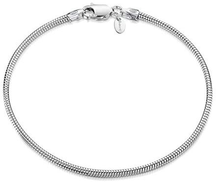 Amberta Bracciale da Donna in Argento Sterling 925 Lunghezza 18 cm: Maglia Serpente 1.9 mm