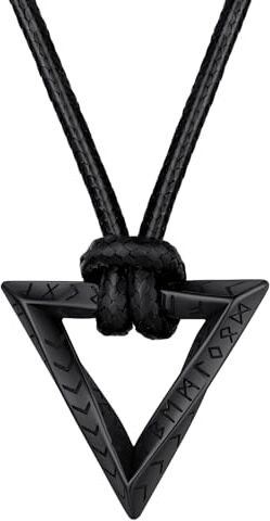 FaithHeart Collana Uomo Pelle Ciondolo Vichingo Collana Vichinga Rune Argento Nero Anello Mobius Collana in Cuoio Impermeabile e Resistente al Sudore Lunghezza 16"-31