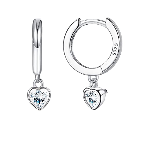 ORAZIO 925 Sterling Silver Post Huggie con Orecchini Pendenti Huggie Piccoli Orecchini a Cerchio Fascino Personalizzato Cubic Zirconia/Luna/Stella/Cuore/Fulmine/Cristallo Orecchini Pendenti per Donne