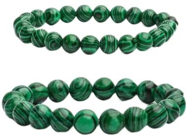 Generic bracciale pietra naturale malachite palla 8 mm, Pietra, Malachite