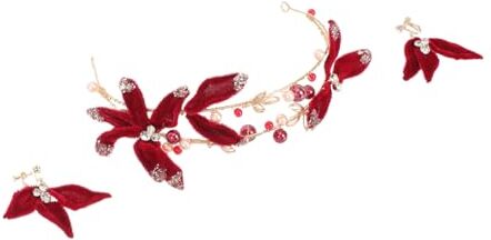 Ipetboom 1 Set da sposa barrette forcine hair pin hair bow hair charms hair clip hair jewelry fermacapelli red i fiori orecchini Regalo accessori per cena orecchino strass