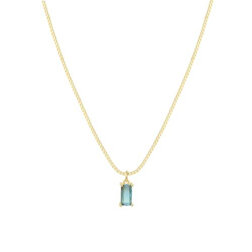 FUNEIA Diamanti Collana Donna Oro Collana Pietra di Nascita Smeraldo Madri Collana Dorata Sottile Collana Pendente di Zirconi Cubici Blu Verdi Regali di Compleanno Choker Ragazze Mamma Gioielli