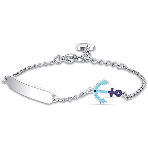 Luca Barra Bracciale da Bambino Bracciale Realizzato in Acciaio con Ancora Blu. Lunghezza: 14 + 2 cm. La referenza è