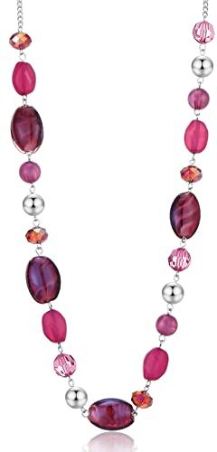 FULU AUTUMN Collana da Donna in Argento con Perline Lunghe Collana a Catena Maglione Bohémien Bigiotteria di Cristallo Regali di Compleanno per la Fidanzata(10-Purple)