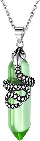 ChicSilver Collana Donna Fine Collanina Donna Argento 925 Serpente Ciondolo Peridoto Agosto con Confezione Regalo