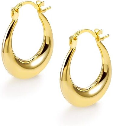 Ash Orecchini Donna Cerchio, Orecchini a Cerchio Grossi in Argento Sterling 925, Orecchini a Cerchio in Oro per Donna Spessi Leggero Placcato Oro 14k ipoallergenici minimalista