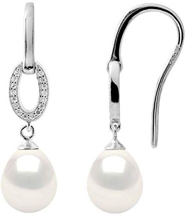 PEARLS & COLORS NATURAL FINE PEARLS PEARLS & COLORS Orecchini Prestige Vere Perle d'Acqua Dolce 8 – 9 mm Qualità AAA+ – Argento 925 sistema a Gancio Gioiello da Donna