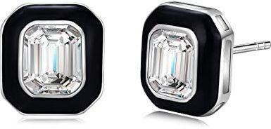 PHNIBIRD Orecchini minimalisti quadrati in argento sterling 925 con pietre cubic zirconia per uomo e donna