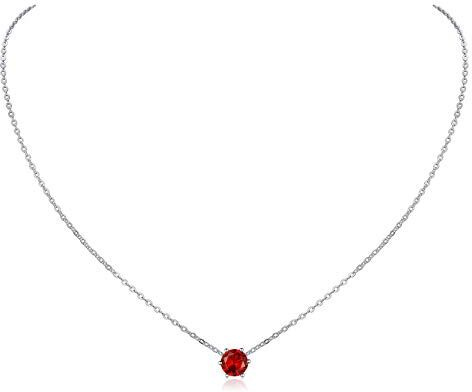 ChicSilver Collana Donna Argento Amicizia Collanina Donna Collana di Rubino Ciondolo Luglio con Confezione Regalo