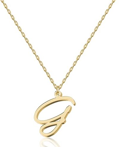 UMAGICBOX Collana con iniziale "G" in oro 18 carati Gioiello personalizzato con lettera per donne, ciondolo artigianale in acciaio inossidabile, regalo per anniversario, compleanno, Natale, Festa della mamma