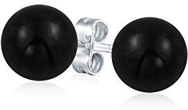 Bling Jewelry Orecchini A Bottone Semplici In Onice Nera Per Donne Argento Sterling .925 Diametro 6MM