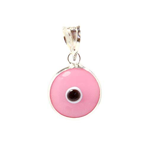 MIZZE Made for Luck Ciondolo di fascino in vetro con occhio di leone da 10 mm in argento sterling 925-14 colori disponibili (Pink)