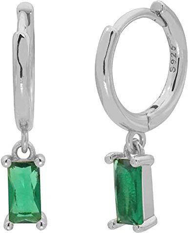 LIHELEI Orecchini Cerchio Piccoli con Pendenti Zirconia Cubic per Donna, Orecchini Argento Sterling S925 per Donna Gioielli Accessori 1 paia Smeraldo