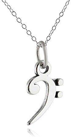 FashionJunkie4Life Collana con ciondolo a forma di nota musicale, Argento sterling, Nessuna pietra preziosa