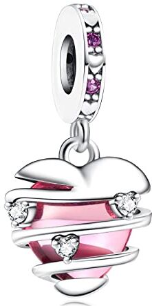 Annmors Jewelry Entwined Red Hearts Dangle Charm Donna Argento Ciondolo a Forma di,in Argento Sterling 925,Compatibile con Braccialetti e Collane Europei