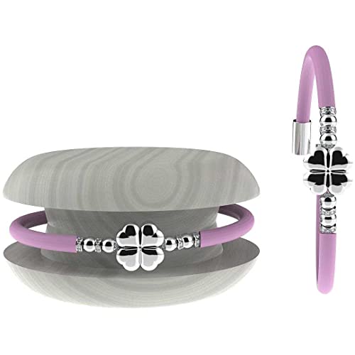 Too Late Bracciale Donna TOOLATE Caucciù con Strass e Charm, Bracciale Macaron Mignon Gioiello con Charm Cuore Stella Portafortuna 100% Made in Italy (love, rosa)