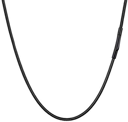 PROSTEEL Collana Uomo Snake Nero in Acciaio Inossiabile Collana Serpente Nera Uomo Catena Argento Uomo 2mm 55cm con Confezione Regalo