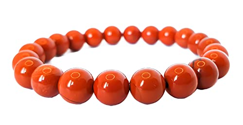 SPILLOX Bracciale Uomo Donna Elastico Da Vere Pietre Preziose Naturali Turchese Di 8mm Reiki Idea Regalo Festa Della Mamma Originale Diffusore Di Energia Guarigione Equilibrio (DIASPRO ROSSO)