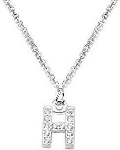 bifriend S925 Argento 26 Lettera Inglese Lettera Collana Di Cristallo Per Le Donne Ragazza Miglior Regalo (H)