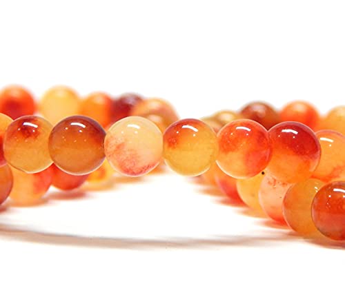 Perlin Malay 60 e di giada preziosa, 6 mm, rotonde, per gioielli e collane (arancione)