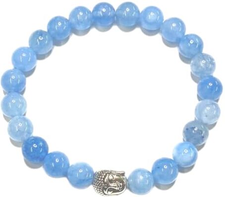 Generico ALCHIMIA Bracciale unisex Buddha pietre vere naturali mm.8 (CALCITE AZZURRA)